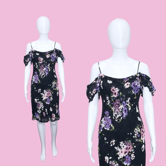 1990s-Y2K BETSEY JOHNSON NY. New York Vintage Black Floral